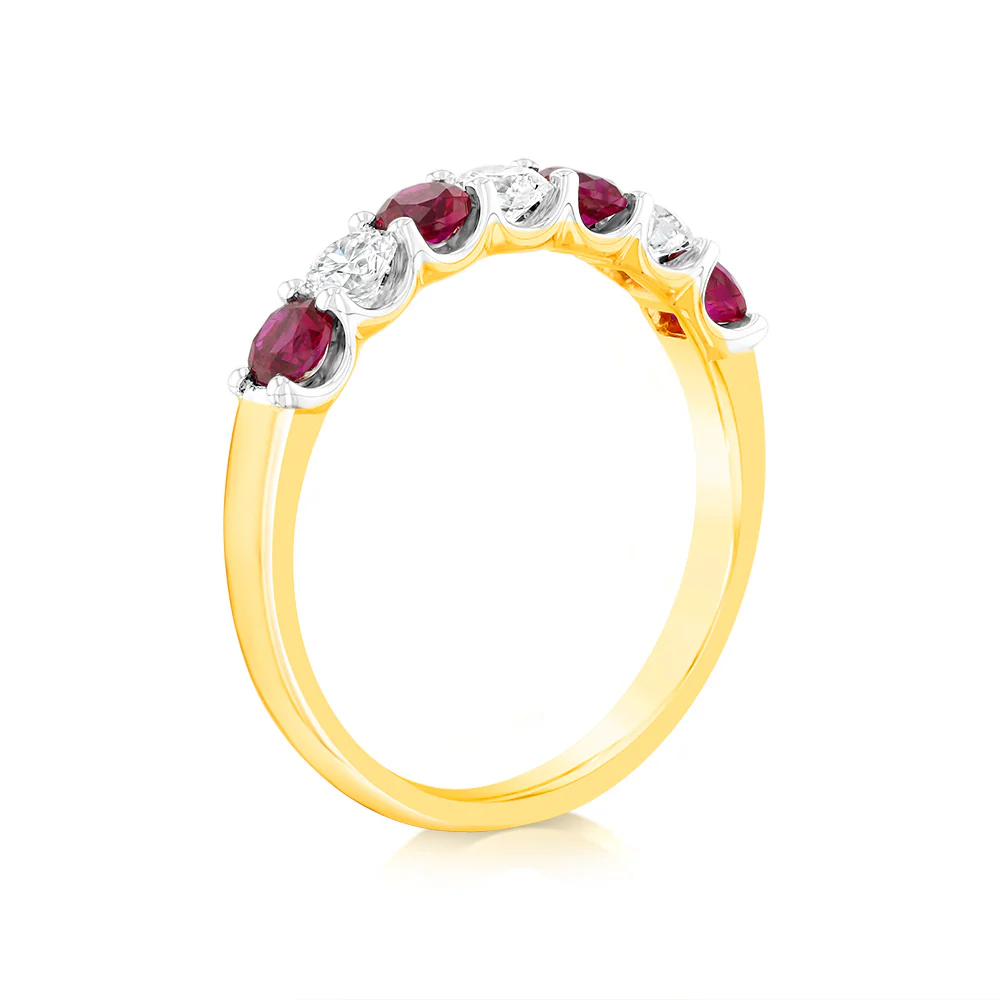 Luminesce Lab Grown 9ct Yellow Gold Created Ruby 0.30 Carat Diamond Ring - Image 3