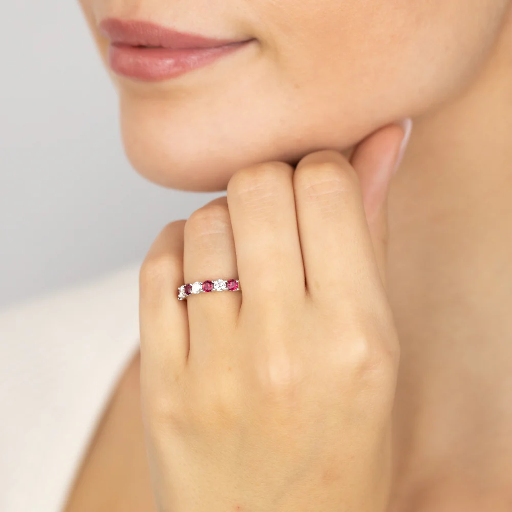 Luminesce Lab Grown 9ct Yellow Gold Created Ruby 0.30 Carat Diamond Ring - Image 4