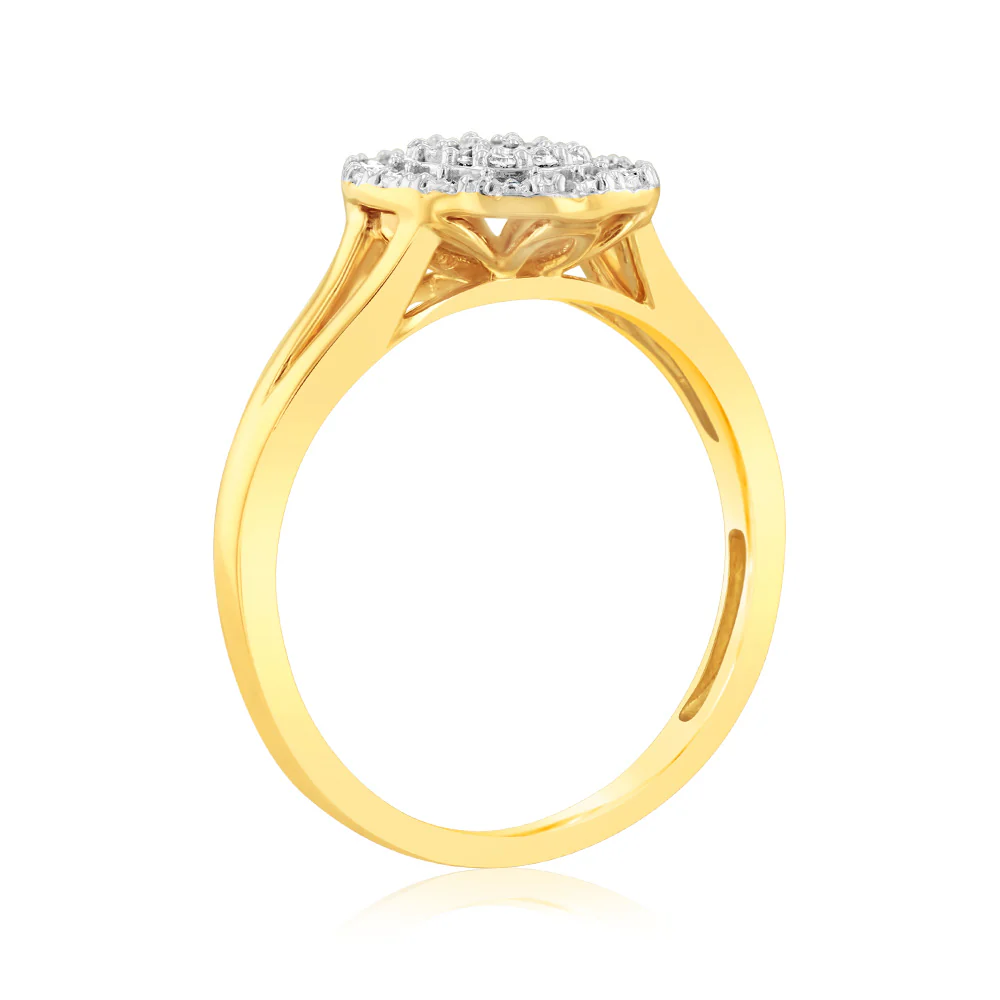 Luminesce Lab Grown 9ct Yellow Gold Diamond Cluster Ring - Image 3