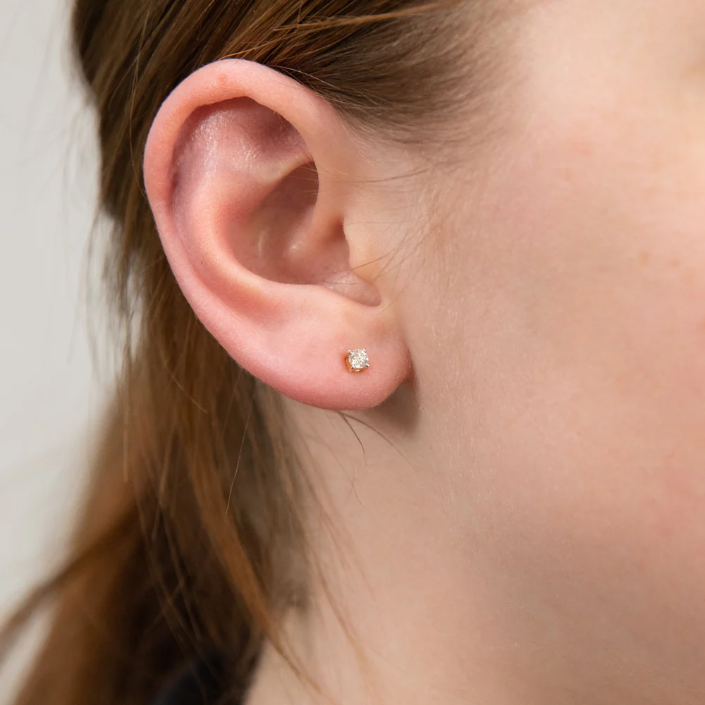 Luminesce Lab Grown 9ct Yellow Gold Diamond Solitiaire Classic 1/5 Carat Stud Earring - Image 2