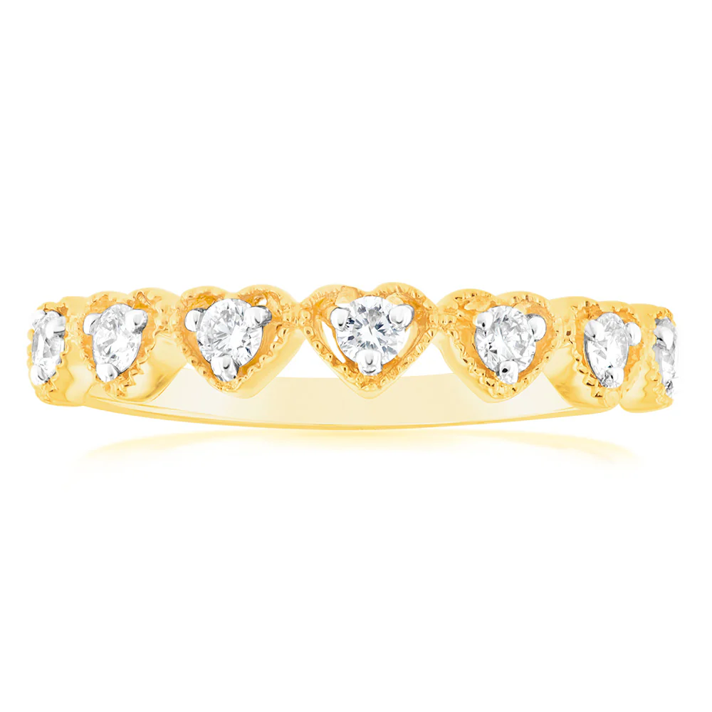 Luminesce Lab Grown 9ct Yellow Gold Heart Diamond Ring - Image 2