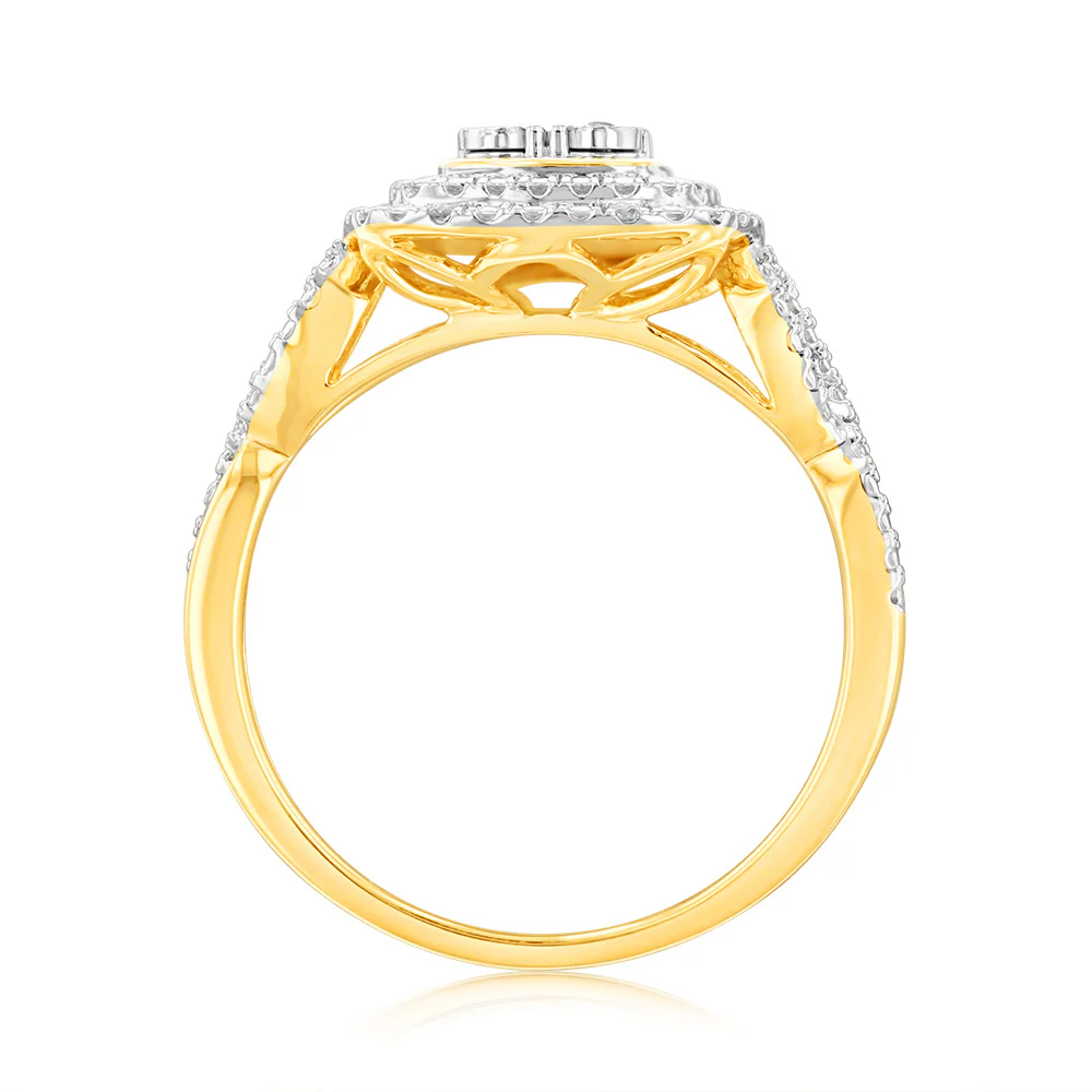 Luminesce Lab Grown 9ct Yellow Gold Ring with 11 Brilliant Cut Diamonds - Image 4