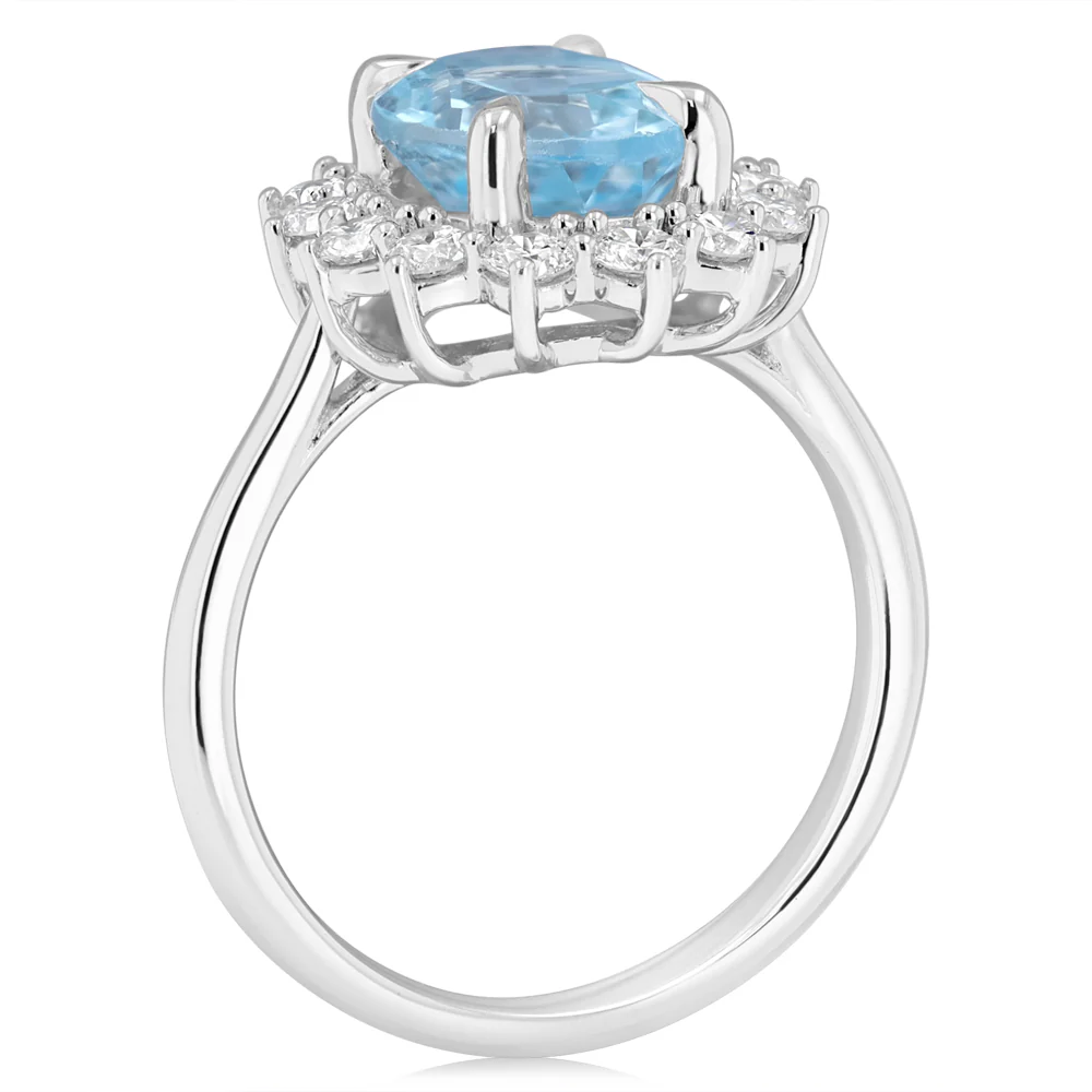 Luminesce Lab Grown Carat 0.70 Carat Diamond and 3.45 Carat Sky Blue Topaz Ring in Sterling Silver - Image 3