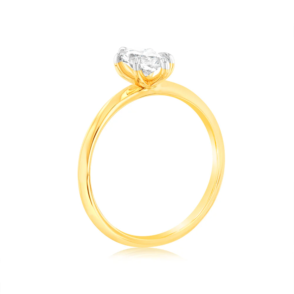 Luminesce Lab Grown Certified 1 Carat Marquise Diamond Ring in 18ct Yellow Gold - Image 2