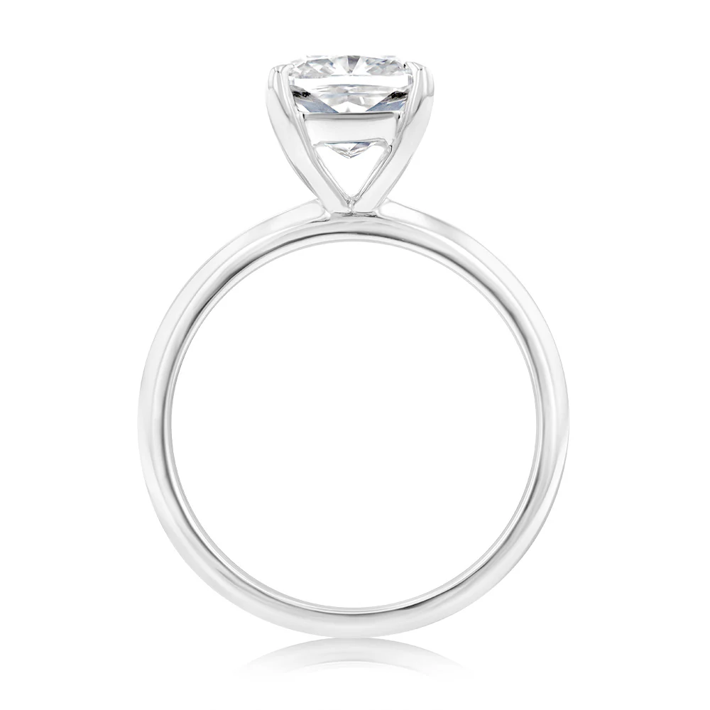 Luminesce Lab Grown Certified 2 Carat Diamond Cushion Cut Ring in 18ct White Gold - Image 3