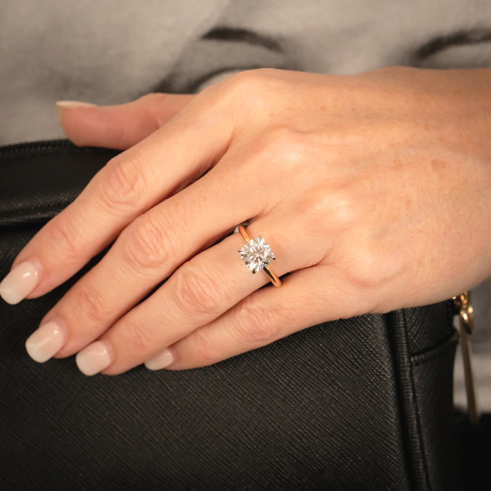Luminesce Lab Grown Certified 2 Carat Diamond Cushion Cut Ring in 18ct Yellow Gold - Image 5