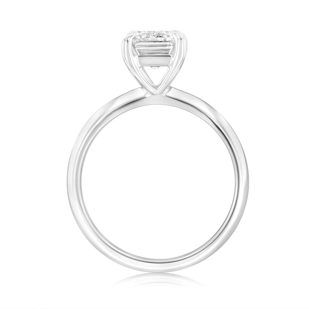 Luminesce Lab Grown Certified 2 Carat Diamond Emerald Cut Ring in 18ct White Gold - Image 4