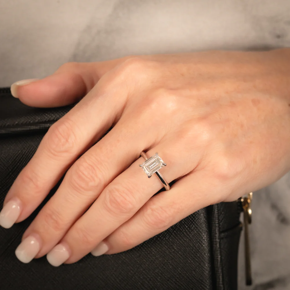 Luminesce Lab Grown Certified 2 Carat Diamond Emerald Cut Ring in 18ct White Gold - Image 5