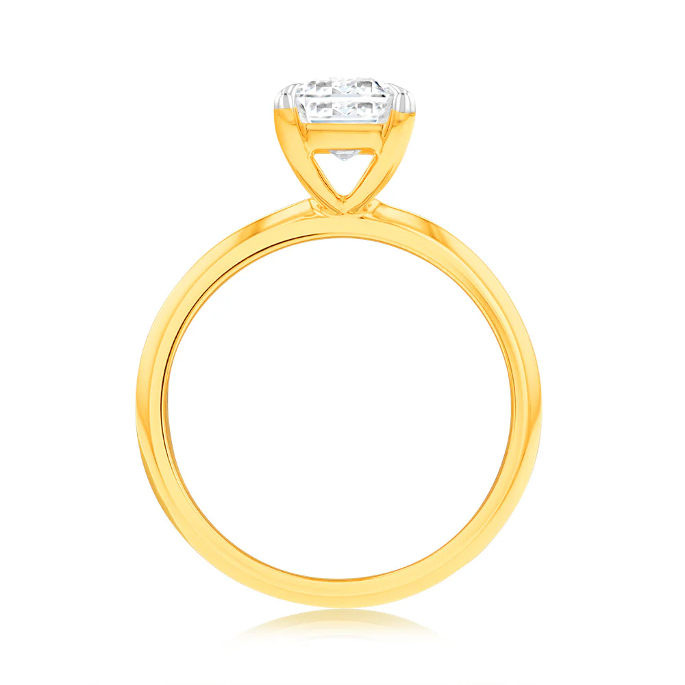 Luminesce Lab Grown Certified 2 Carat Diamond Emerald Cut Ring in 18ct Yellow Gold - Image 3