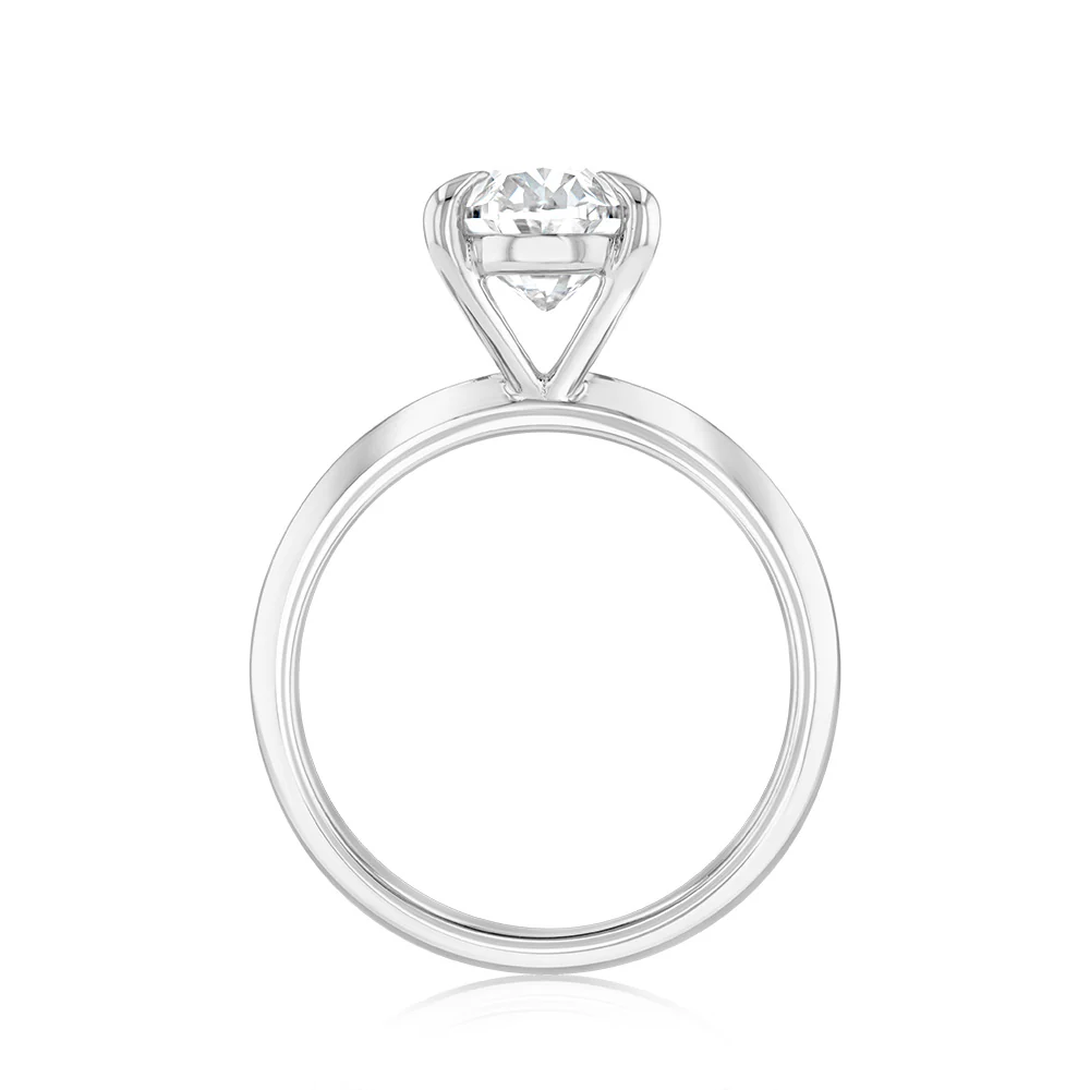 Luminesce Lab Grown Certified 3 Carat Diamond Oval Solitaire Ring in 18ct White Gold - Image 4