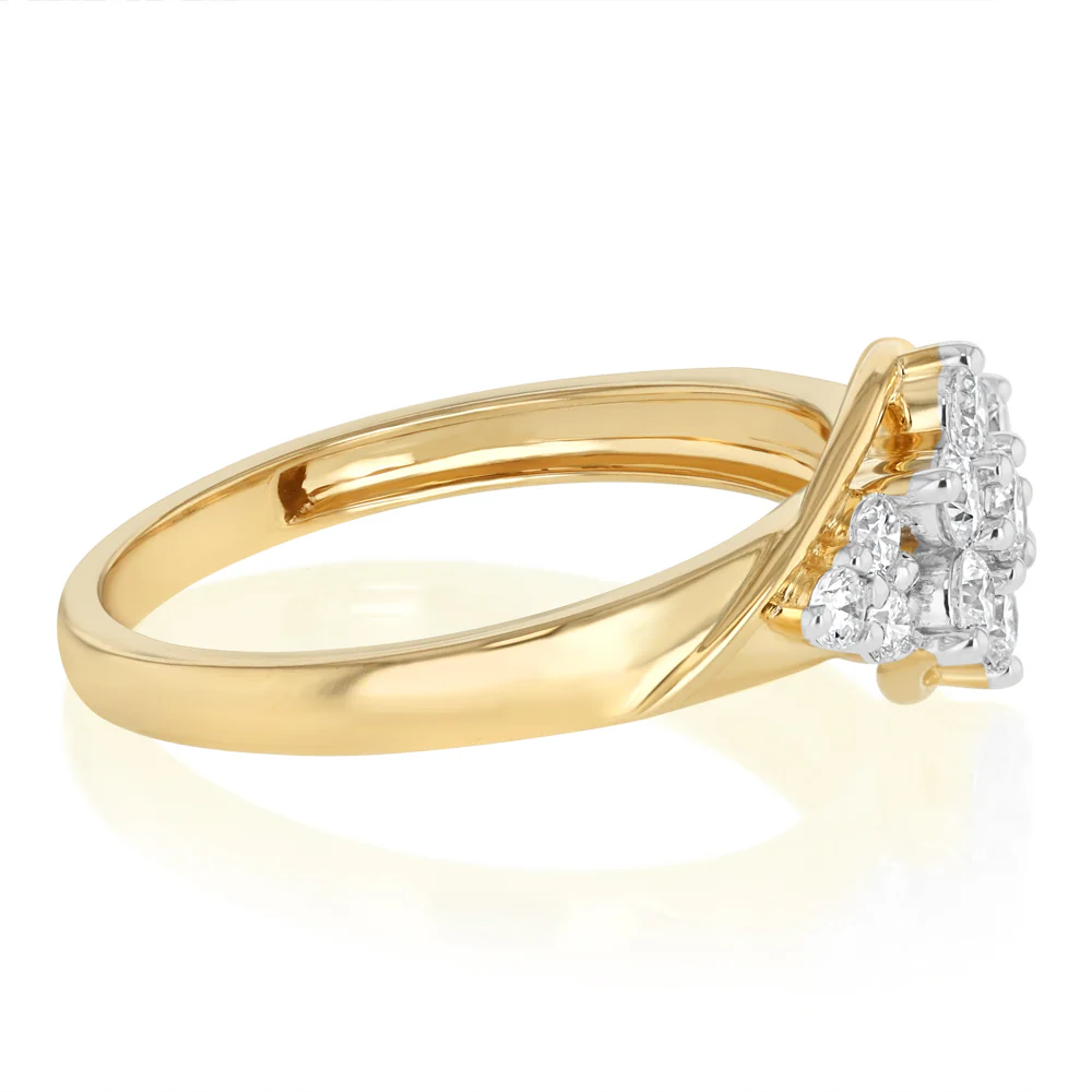 Luminesce Lab Grown Diamond 1/2 Carat Cluster Diamond Ring in 9ct Yellow Gold - Image 2