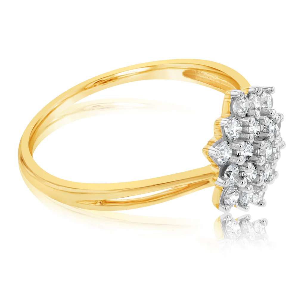 Luminesce Lab Grown Diamond 1/2 Carat Cluster Dress Ring in 9ct Yellow Gold - Image 2