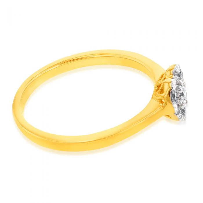 Luminesce Lab Grown Diamond 1/4 Carat Heart Dress Ring in 9ct Yellow Gold - Image 2