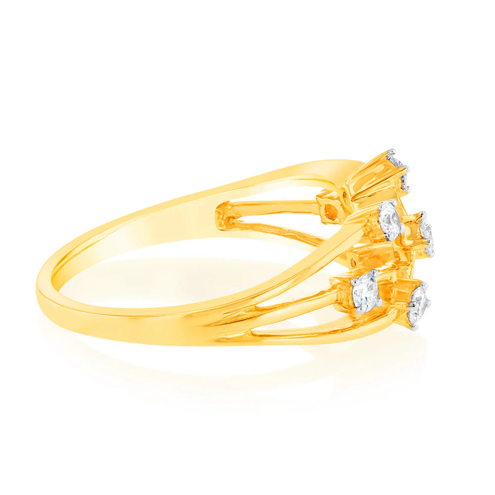 Luminesce Lab Grown Diamond 1/4 Carat Scatter Ring in 9ct Yellow Gold - Image 2