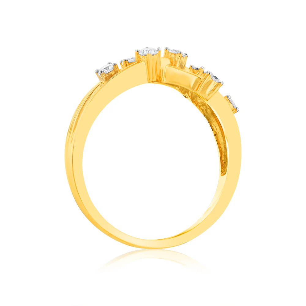 Luminesce Lab Grown Diamond 1/4 Carat Scatter Ring in 9ct Yellow Gold - Image 3