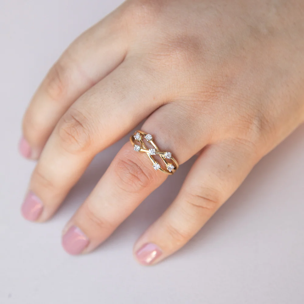 Luminesce Lab Grown Diamond 1/4 Carat Scatter Ring in 9ct Yellow Gold - Image 4