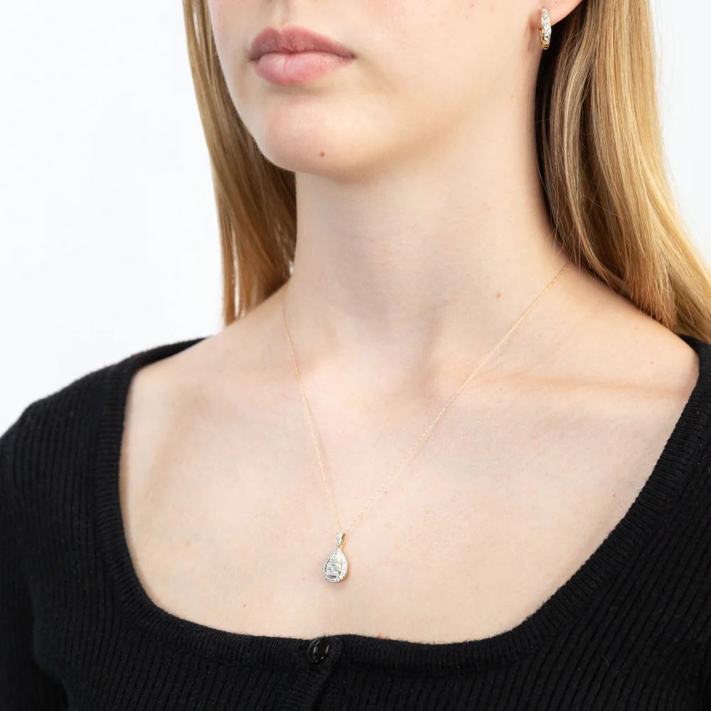 Luminesce Lab Grown Diamond 1/5 Carat Pear Pendant on 45cm Chain in 9ct Yellow Gold - Image 2