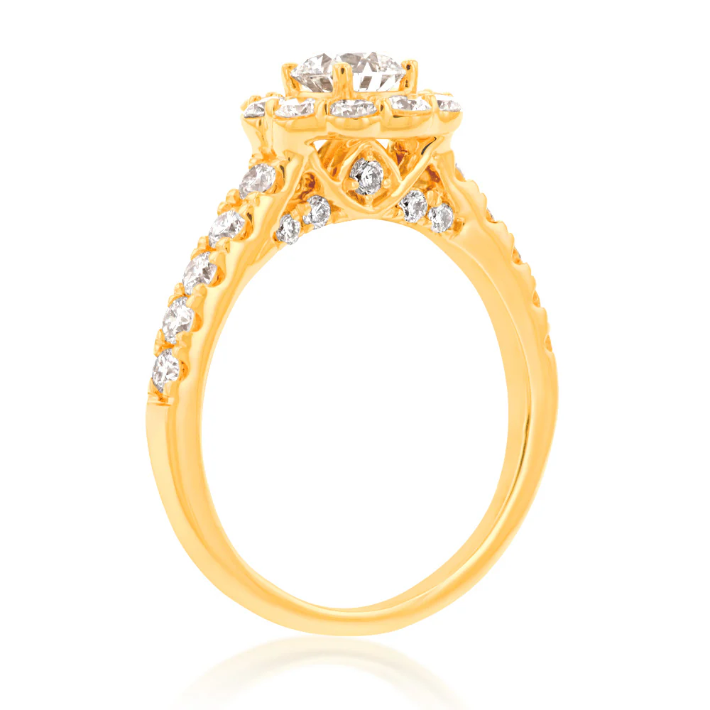 Luminesce Lab Grown Diamond 1.5Ct Bridal Set in Halo Design set in 14ct Yellow Gold - Image 3
