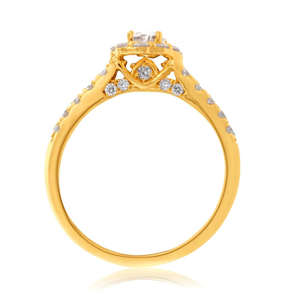 Luminesce Lab Grown Diamond 1.5Ct Bridal Set in Halo Design set in 14ct Yellow Gold - Image 3