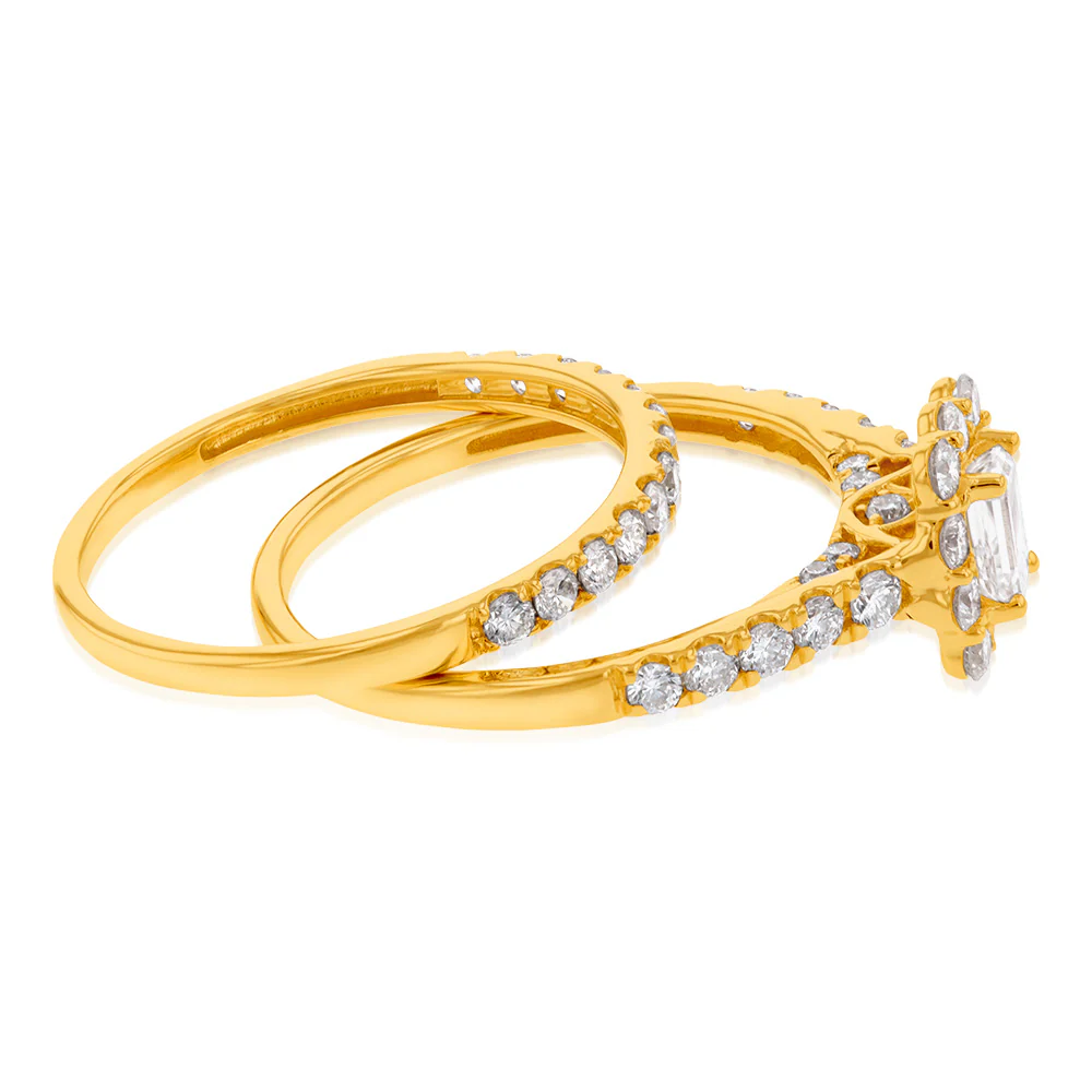 Luminesce Lab Grown Diamond 1.5Ct Bridal Set in Halo Design set in 14ct Yellow Gold - Image 2