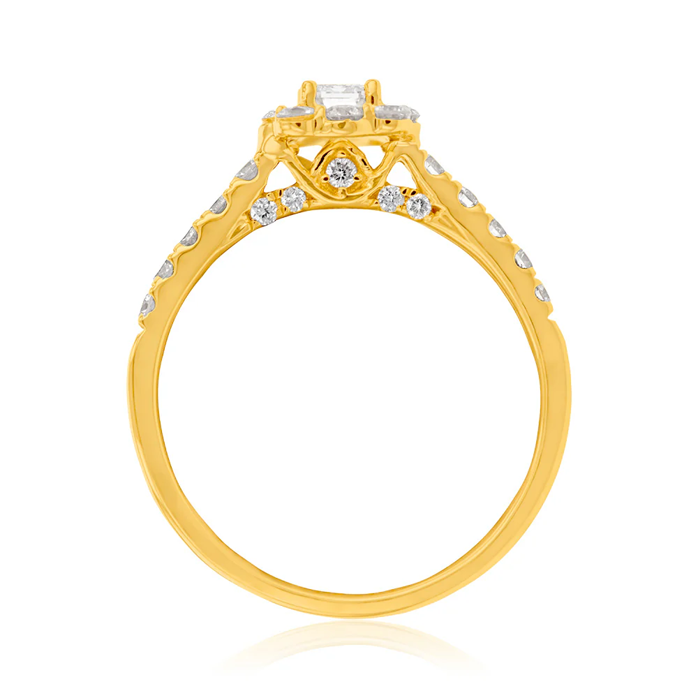 Luminesce Lab Grown Diamond 1.5Ct Bridal Set in Halo Design set in 14ct Yellow Gold - Image 3