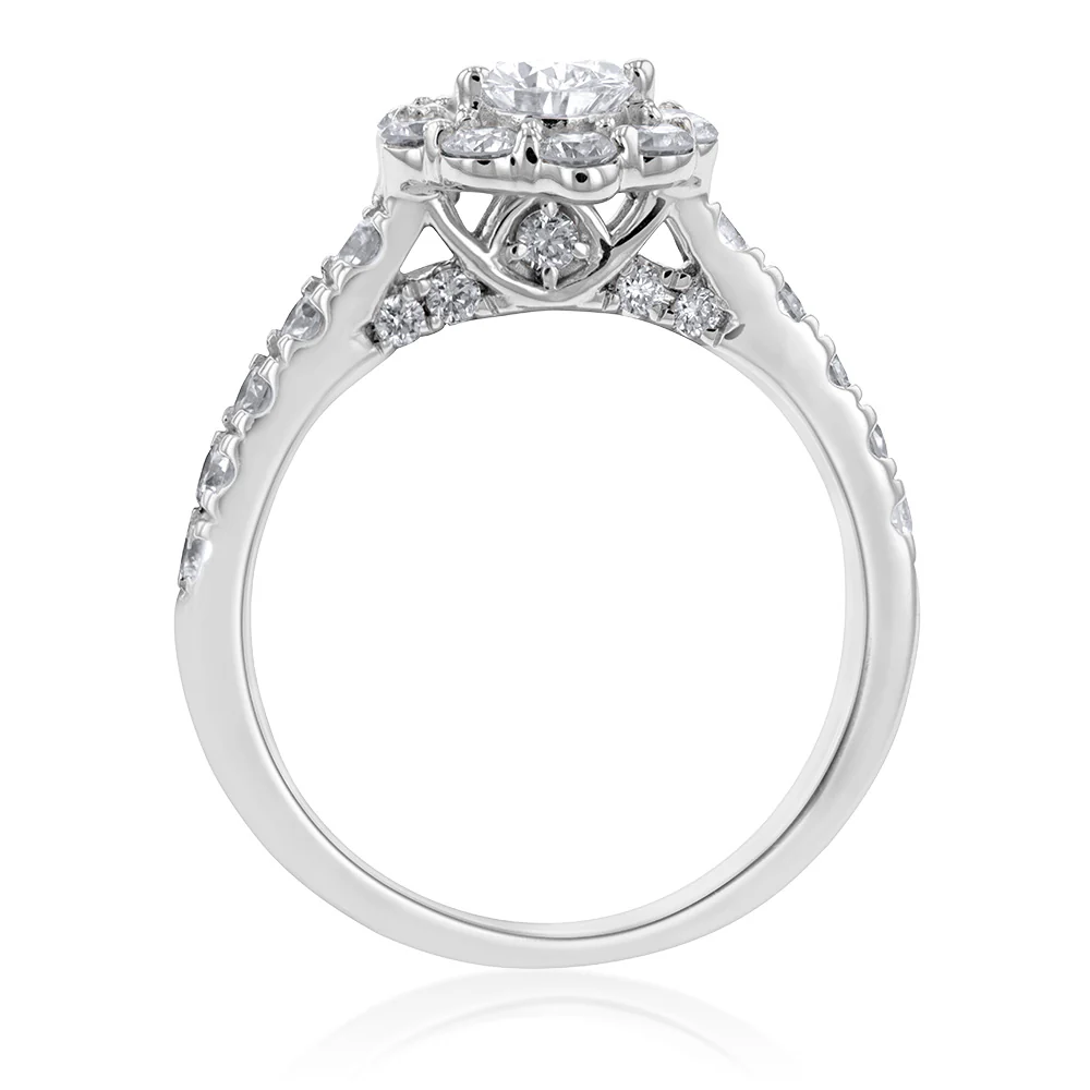 Luminesce Lab Grown Diamond 1.5Ct Bridal Set Pear Centre Halo in 14ct White Gold - Image 3