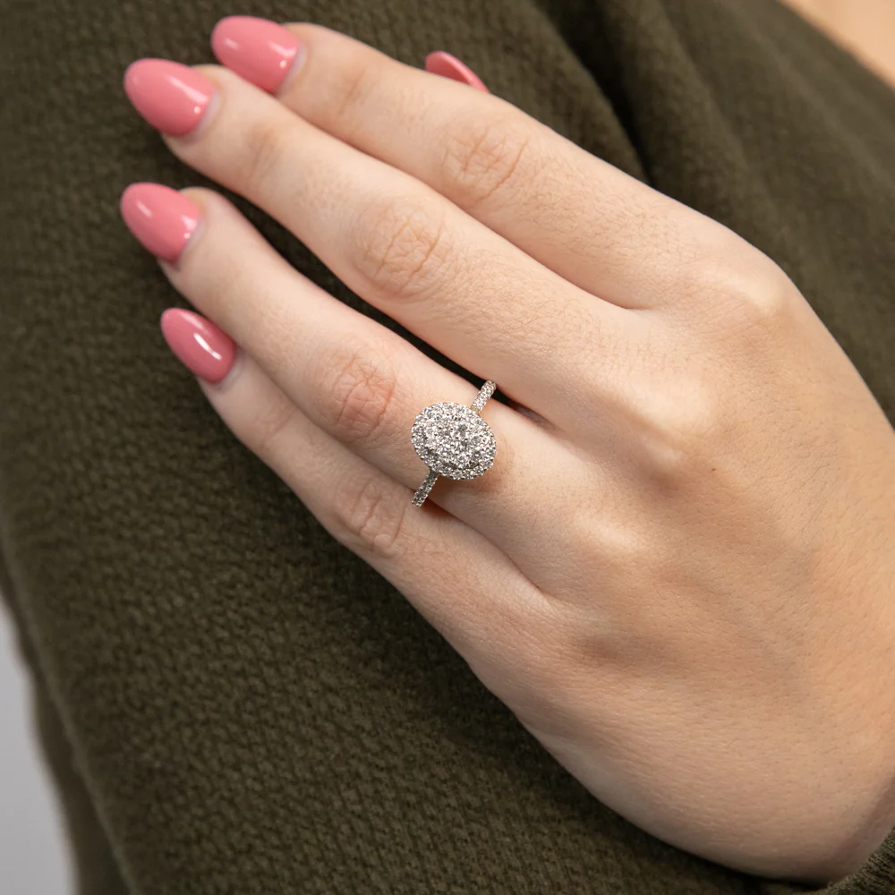 Luminesce Lab Grown Diamond 1 Carat Oval Cluster Diamond Ring in 9ct Yellow Gold - Image 2