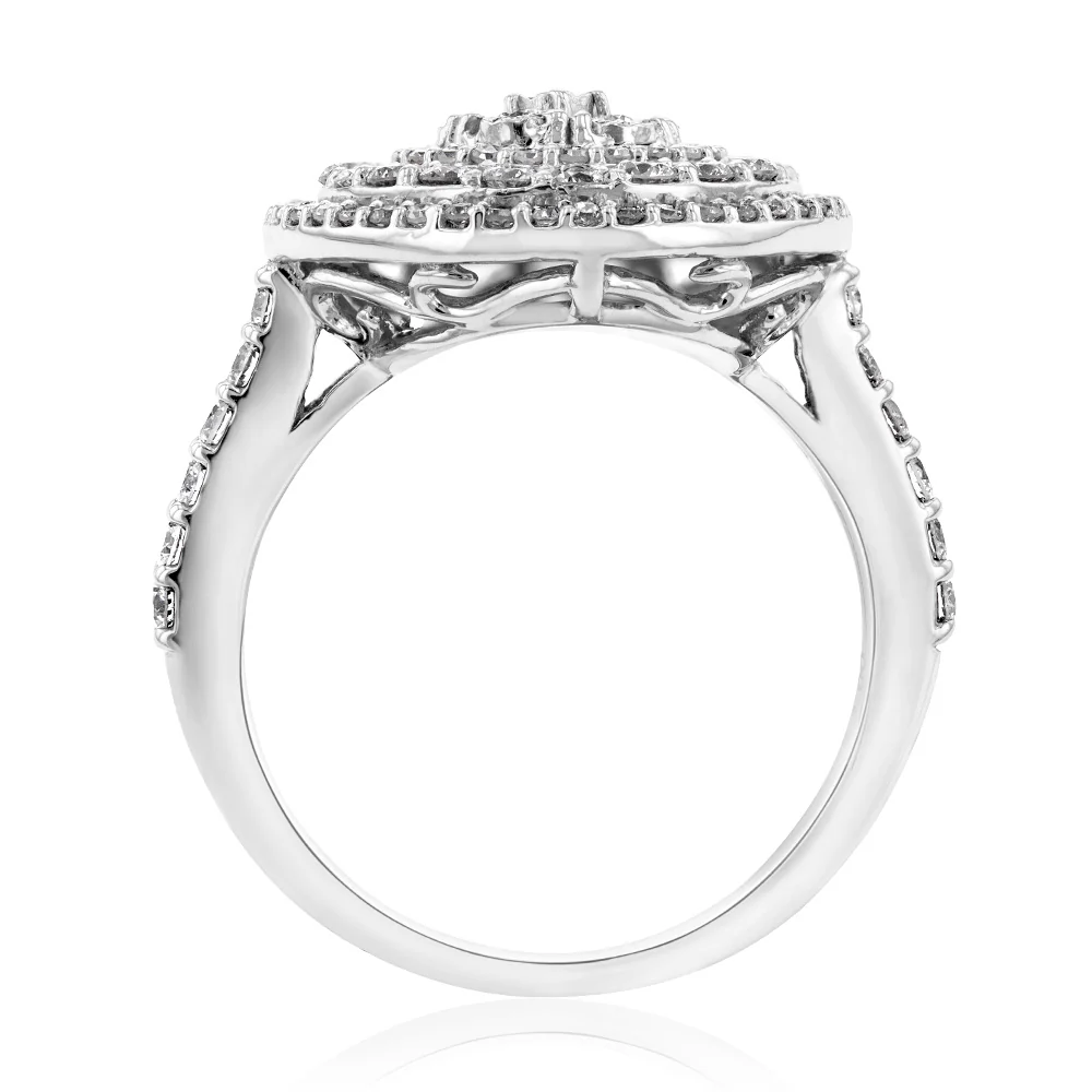 Luminesce Lab Grown Diamond 1 Carat Pear Cluster Ring in Silver - Image 2