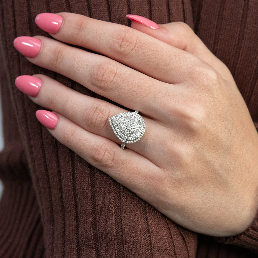 Luminesce Lab Grown Diamond 1 Carat Pear Cluster Ring in Silver - Image 4