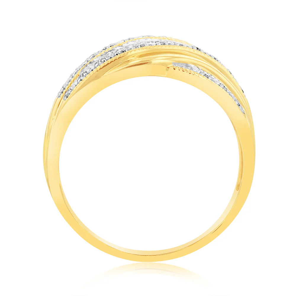 Luminesce Lab Grown Diamond 9ct Yellow Gold 1/10 Carat Diamond Ring - Image 2