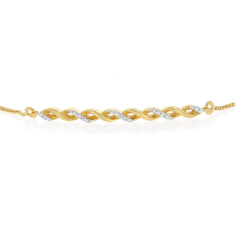 Luminesce Lab Grown Diamond Bolo Bracelet in Gold Plated Sterling Silver - Image 2