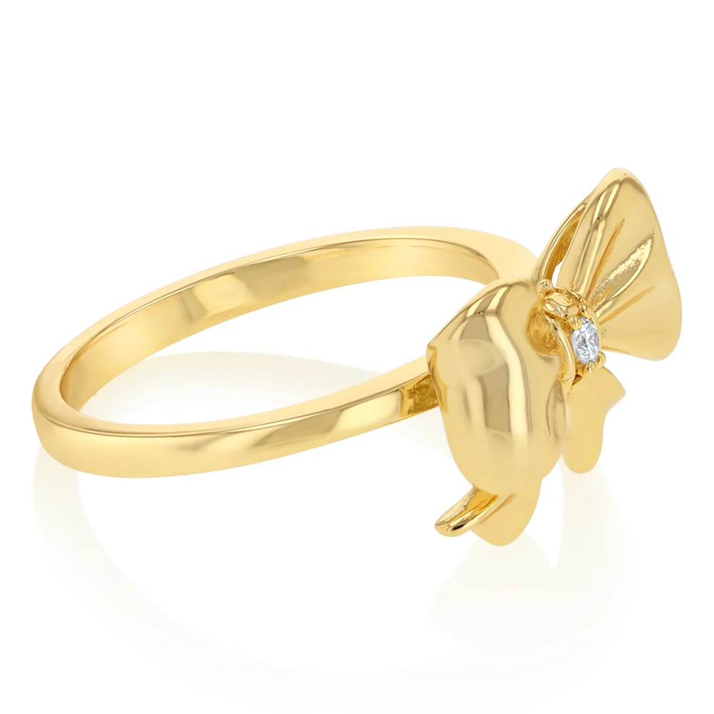 Luminesce Lab Grown Diamond Bow Shaped Ring in Gold Plated Sterling Silver - Image 2