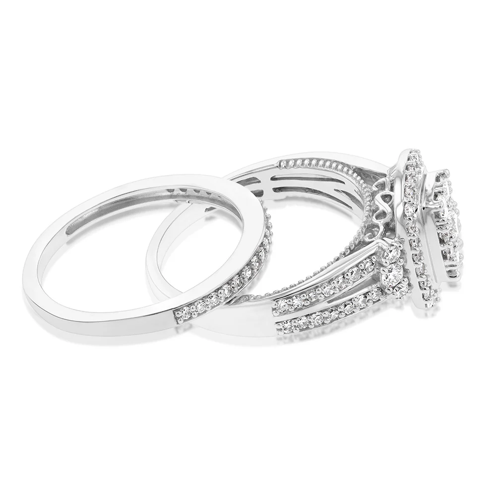 Luminesce Lab Grown Diamond Bridal Set .95Carat in  set in 10ct White Gold - Image 2