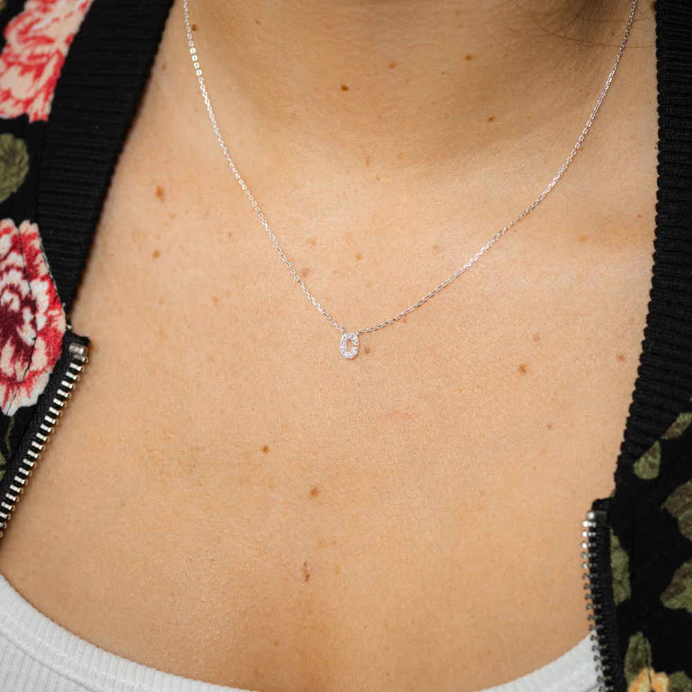 Luminesce Lab Grown Diamond "C" Pendant on Adjustable 40-45cm Chain Set in Sterling Silver - Image 2