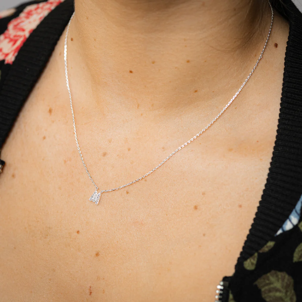 Luminesce Lab Grown Diamond "M" Pendant on Adjustable 40-45cm Chain Set in Sterling Silver - Image 2
