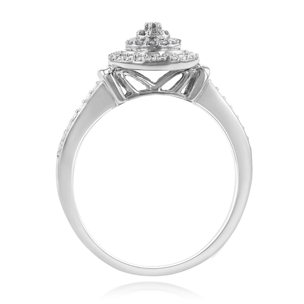 Luminesce Lab Grown Diamond Pear Dress Ring in Silver - Image 2