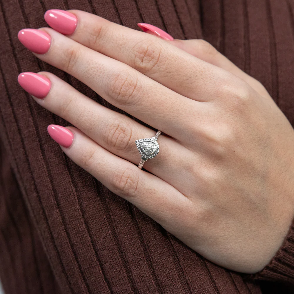 Luminesce Lab Grown Diamond Pear Dress Ring in Silver - Image 3