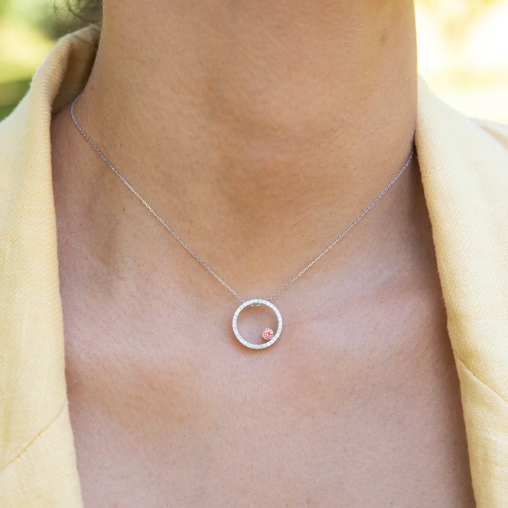 Luminesce Lab Grown Diamond Pendant with Pink Diamond 9ct White Gold with Chain - Image 2