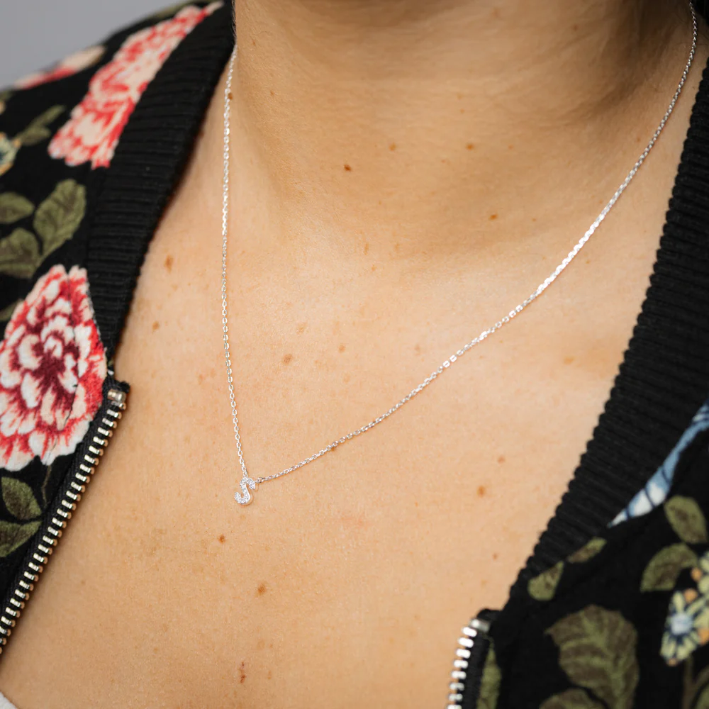 Luminesce Lab Grown Diamond "S" Pendant on Adjustable 40-45cm Chain Set in Sterling Silver - Image 2