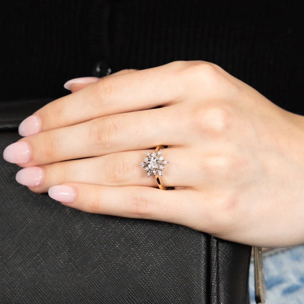 Luminesce Lab Grown Dress Ring with 13 Diamonds Set in 9 Carat Yellow Gold - Image 3