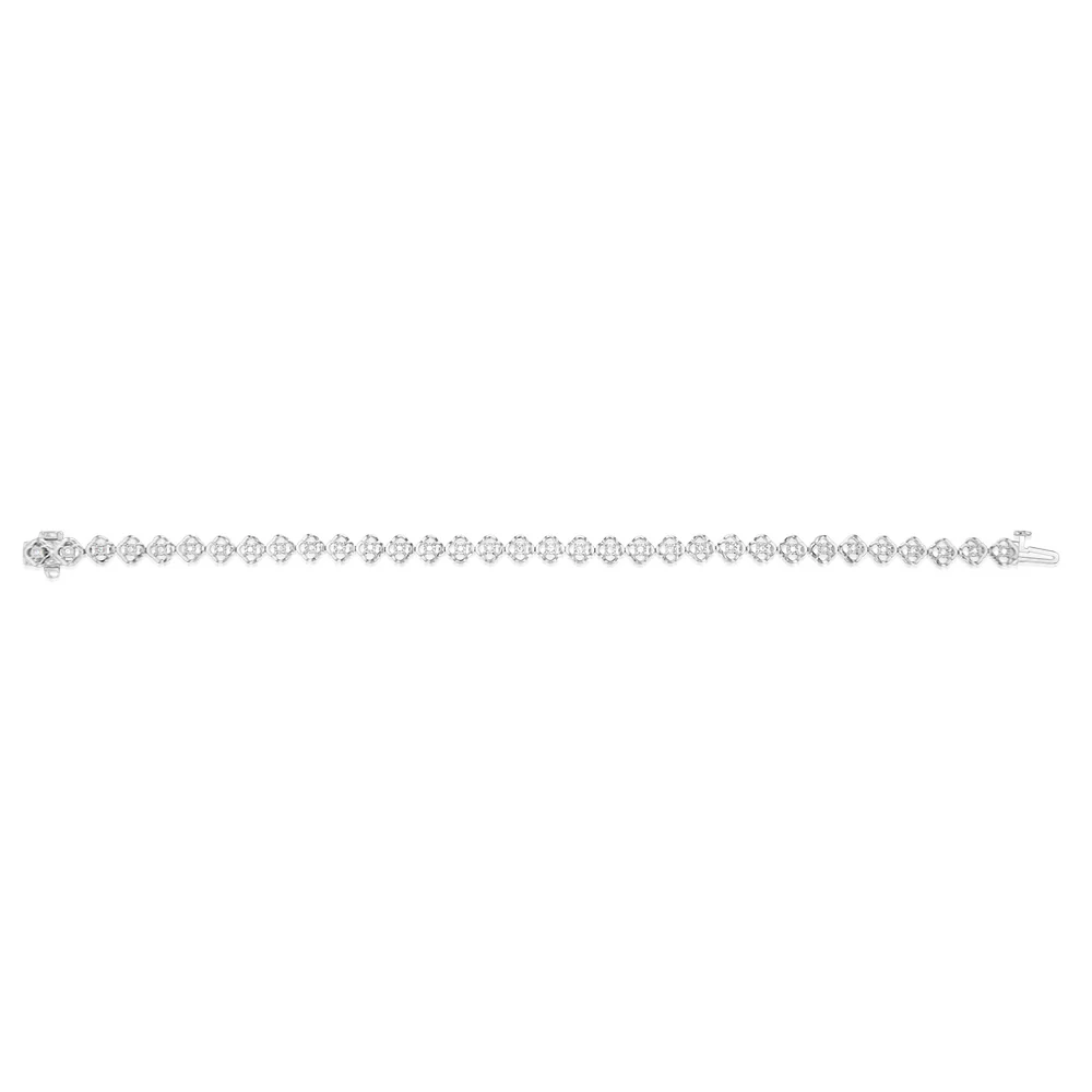 Luminesce Lab Grown Flower Shaped 1/5 Carat Diamond Bracelet in Sterling Silver - Image 2