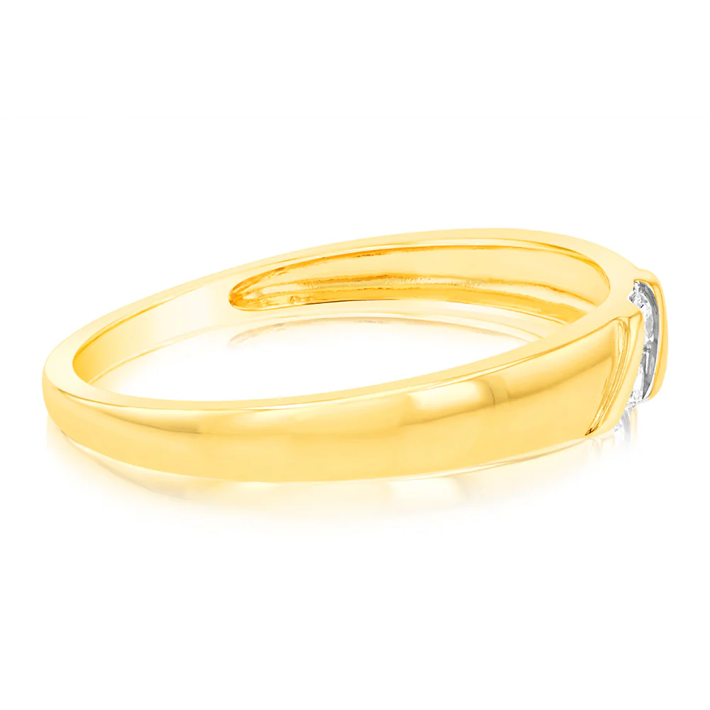 Luminesce Lab Grown Gold Plate Sterling Silver 1/10 Carat Diamond Gents Ring - Image 2