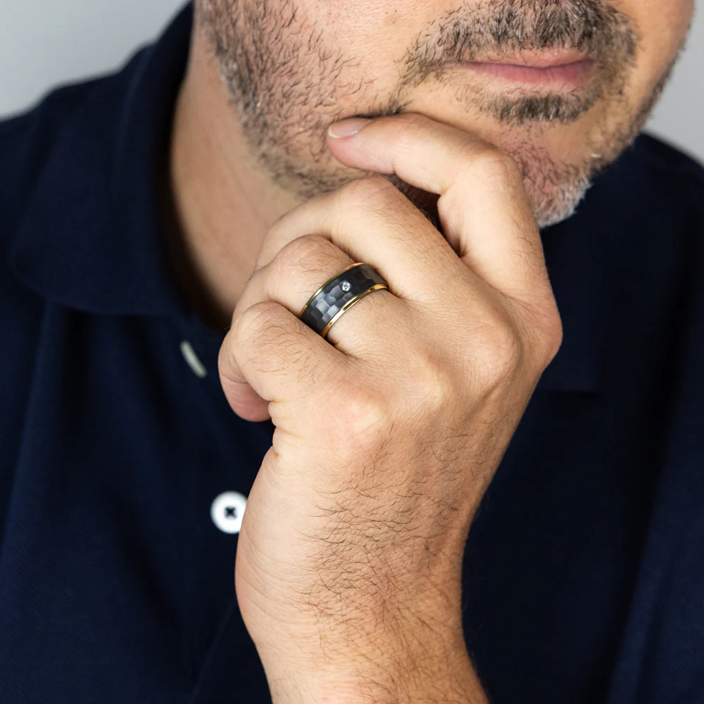 Luminesce Lab Grown Gold Plated Black Zirconium Diamond Ring - Image 3
