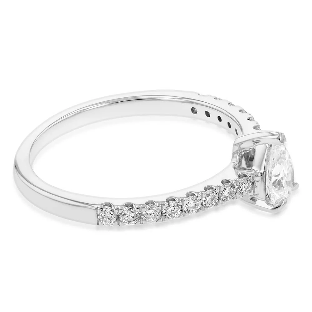 Luminesce Lab Grown Pear Diamond Ring with 16 Side Diamonds in 18ct WG - Image 2