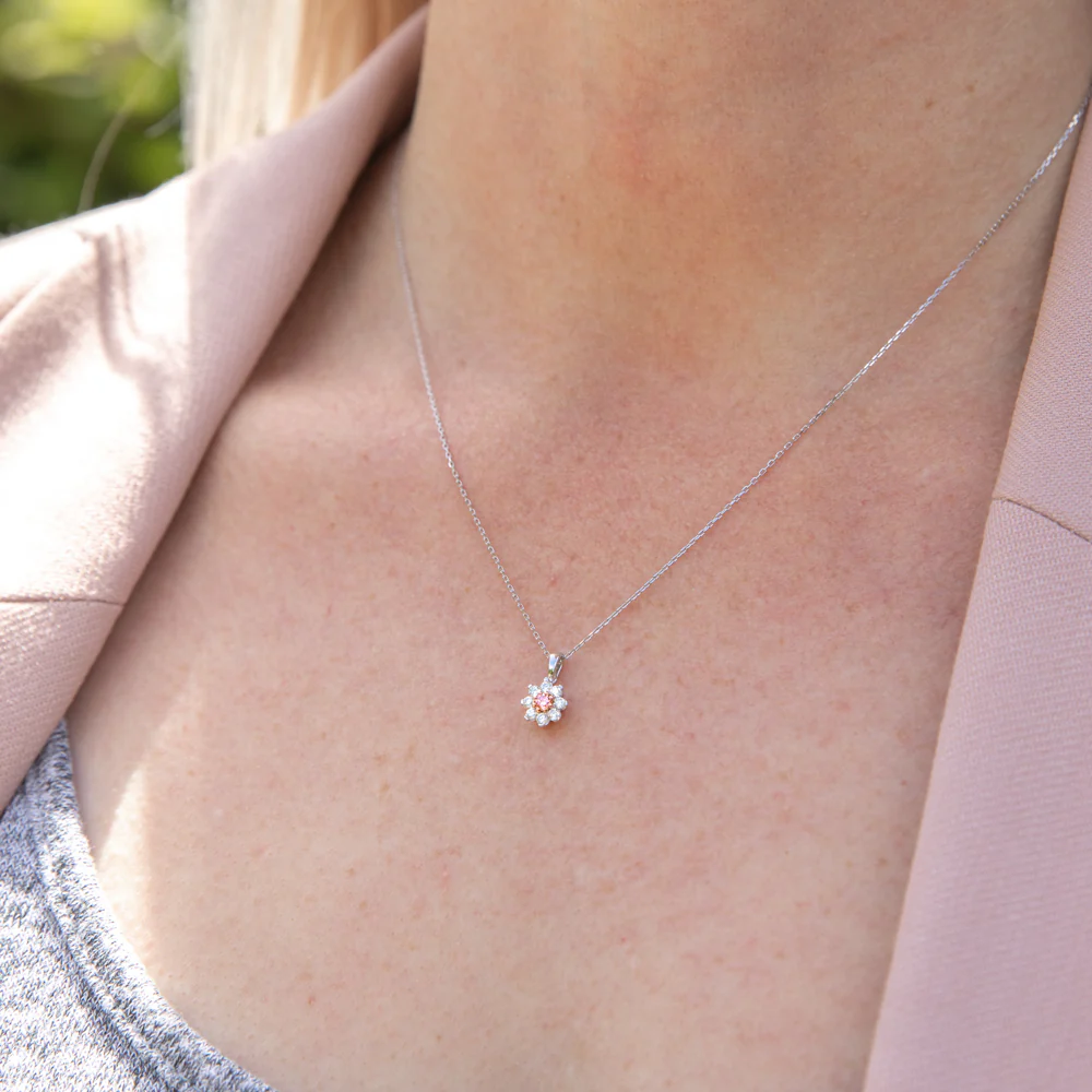 Luminesce Lab Grown Pink and White Diamond Pendant with Chain Included - Image 2