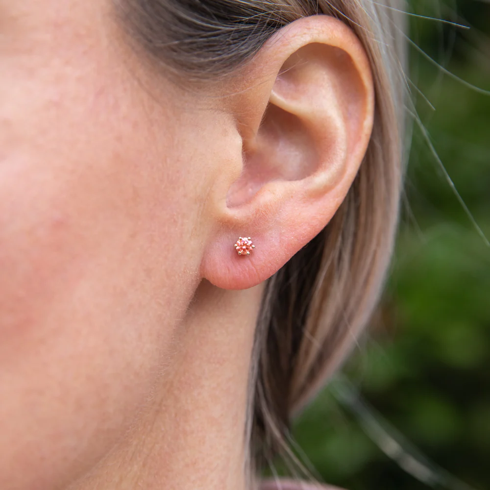 Luminesce Lab Grown Pink Diamond Solitaire Studs in 9ct Rose Gold - Image 2