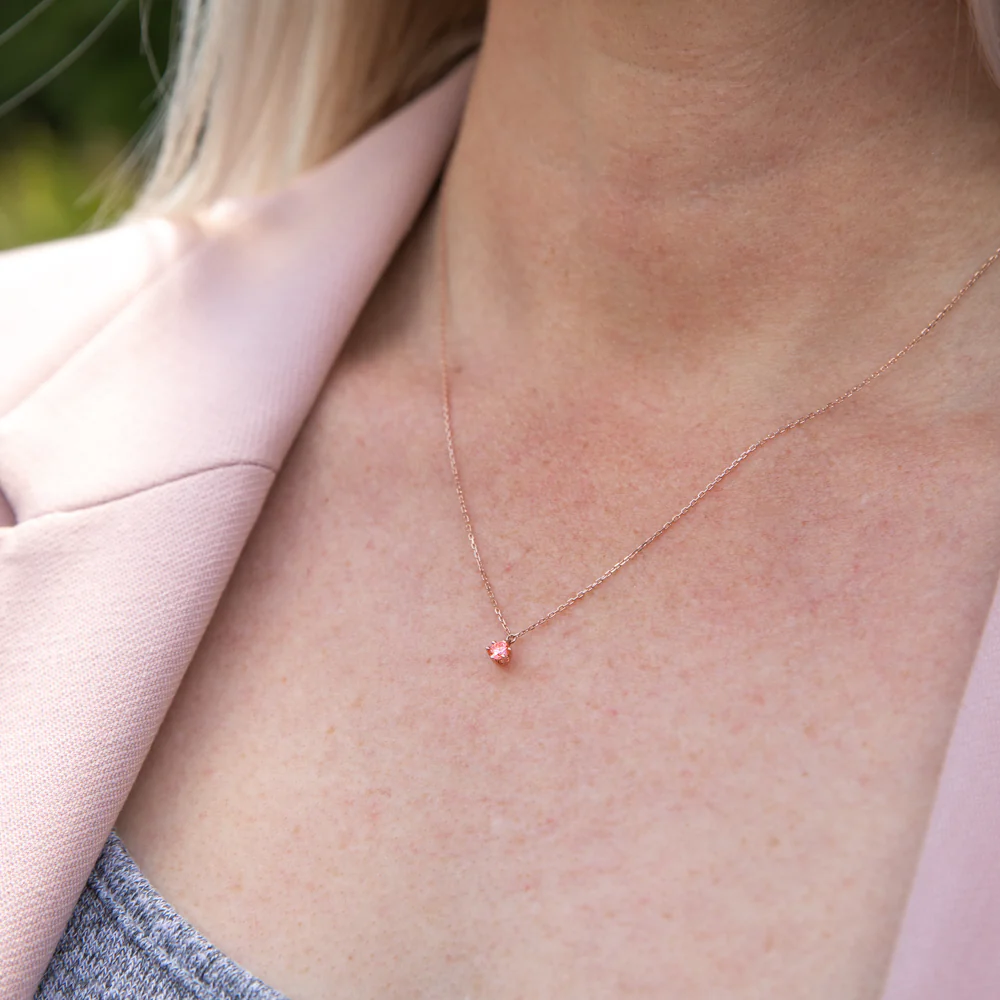 Luminesce Lab Grown Pink Solitaire Diamond Pendant with Chain Included 9ct Rose Gold - Image 2