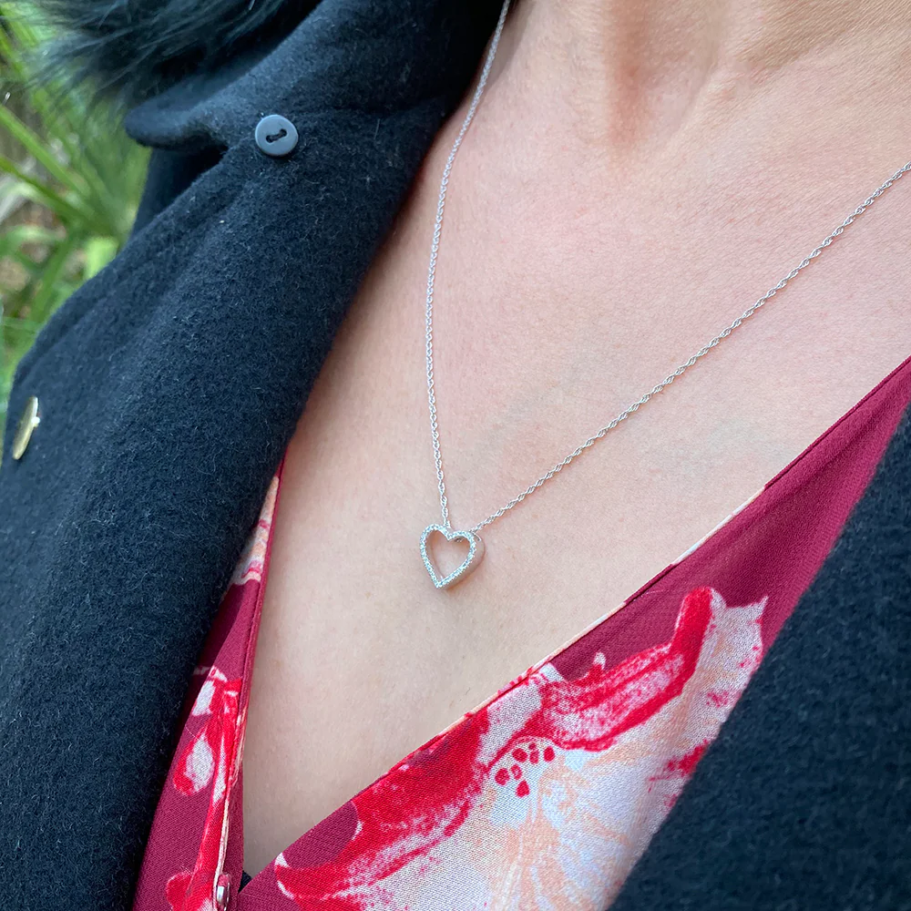 Luminesce Lab Grown Sterling Silver 0.10 Carat Diamond Heart Pendant with 34 Diamonds - Image 3