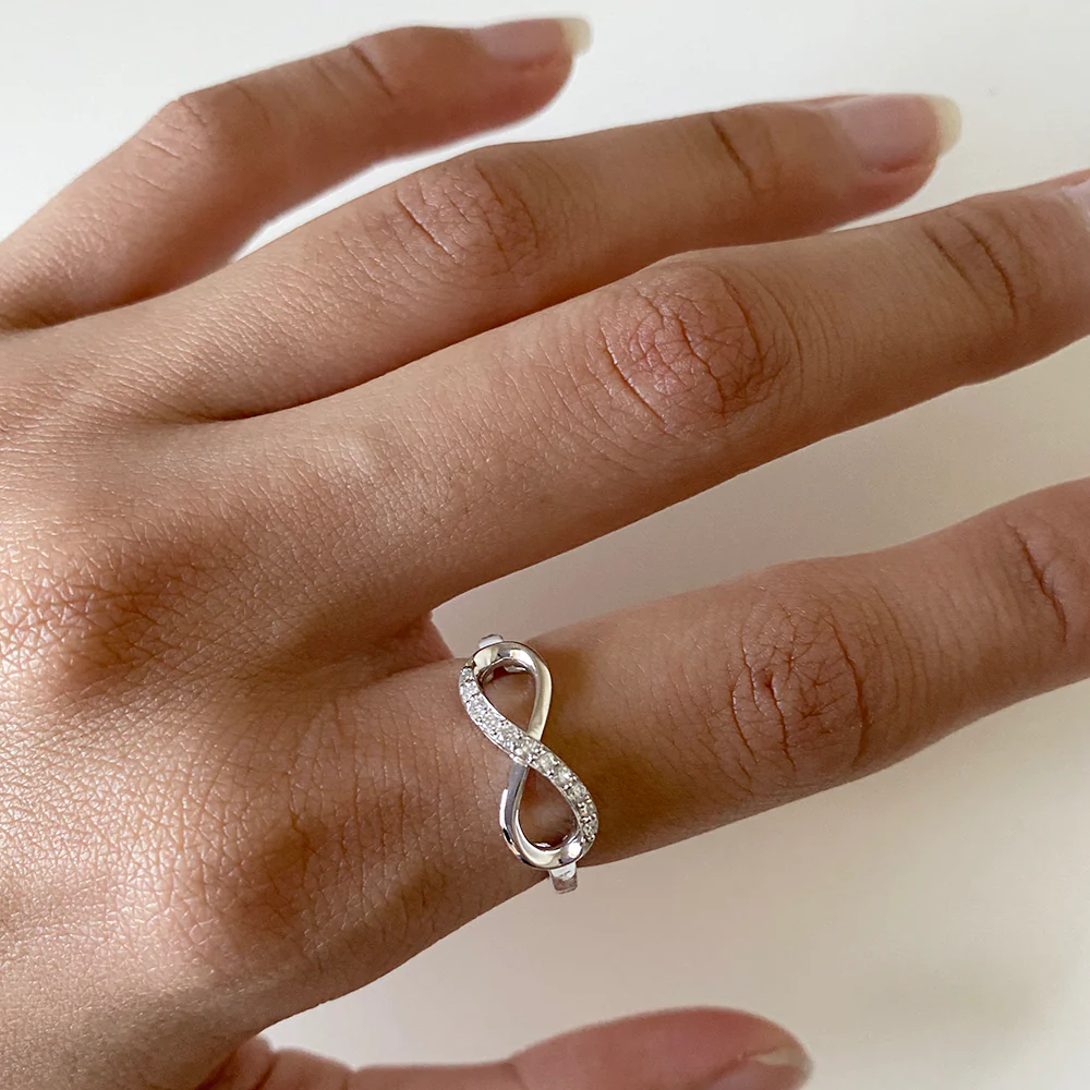 Luminesce Lab Grown Sterling Silver 0.10 Carat Diamond Infinity Ring - Image 3