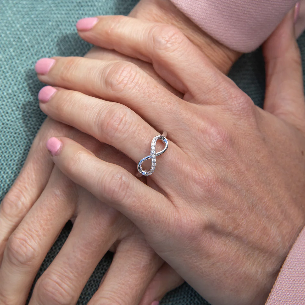 Luminesce Lab Grown Sterling Silver 0.10 Carat Diamond Infinity Ring - Image 5